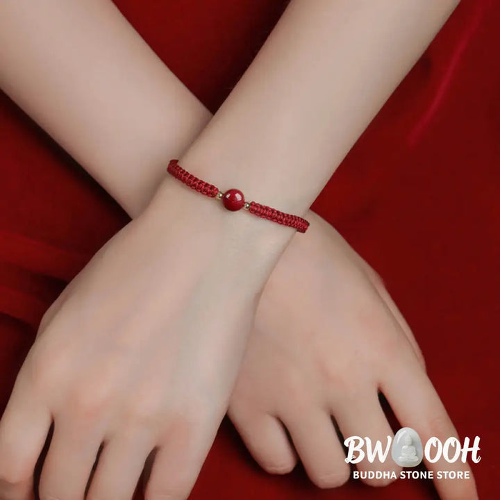 Buddha Stones Lucky Cinnabar Bead Blessing Red String Bracelet - BWOOOH - Bracelet