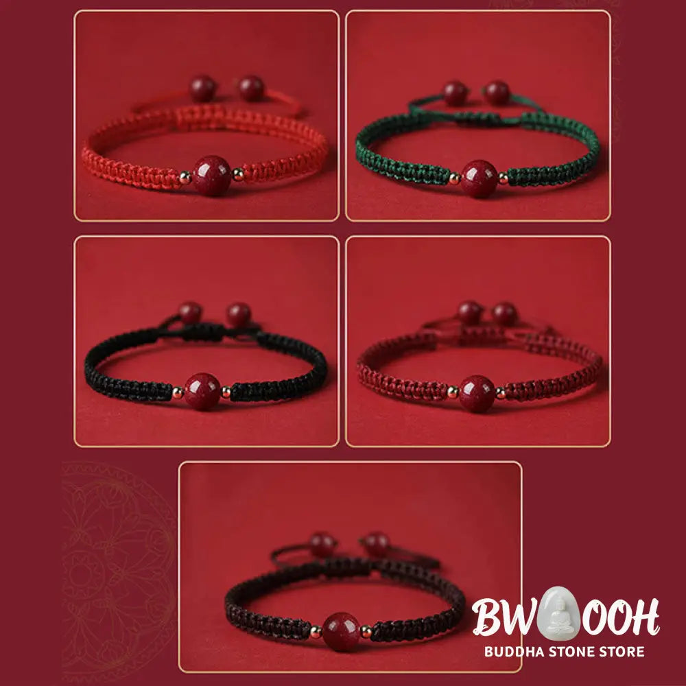 Buddha Stones Lucky Cinnabar Bead Blessing Red String Bracelet - BWOOOH - Bracelet