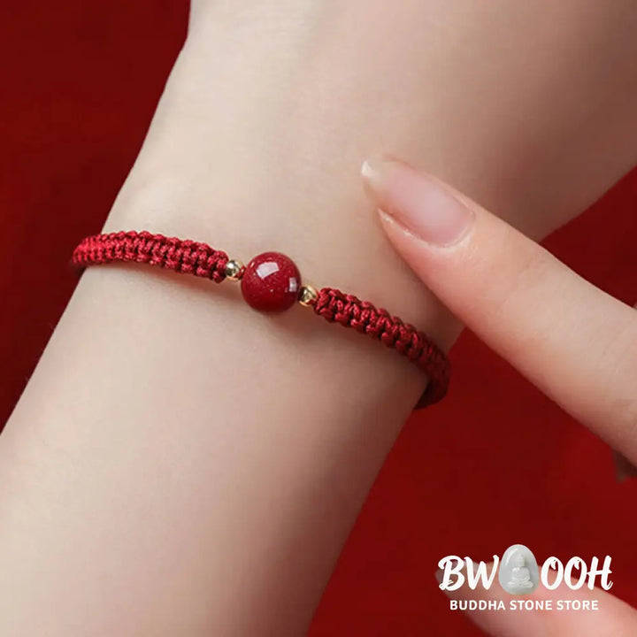 Buddha Stones Lucky Cinnabar Bead Blessing Red String Bracelet - BWOOOH - Bracelet