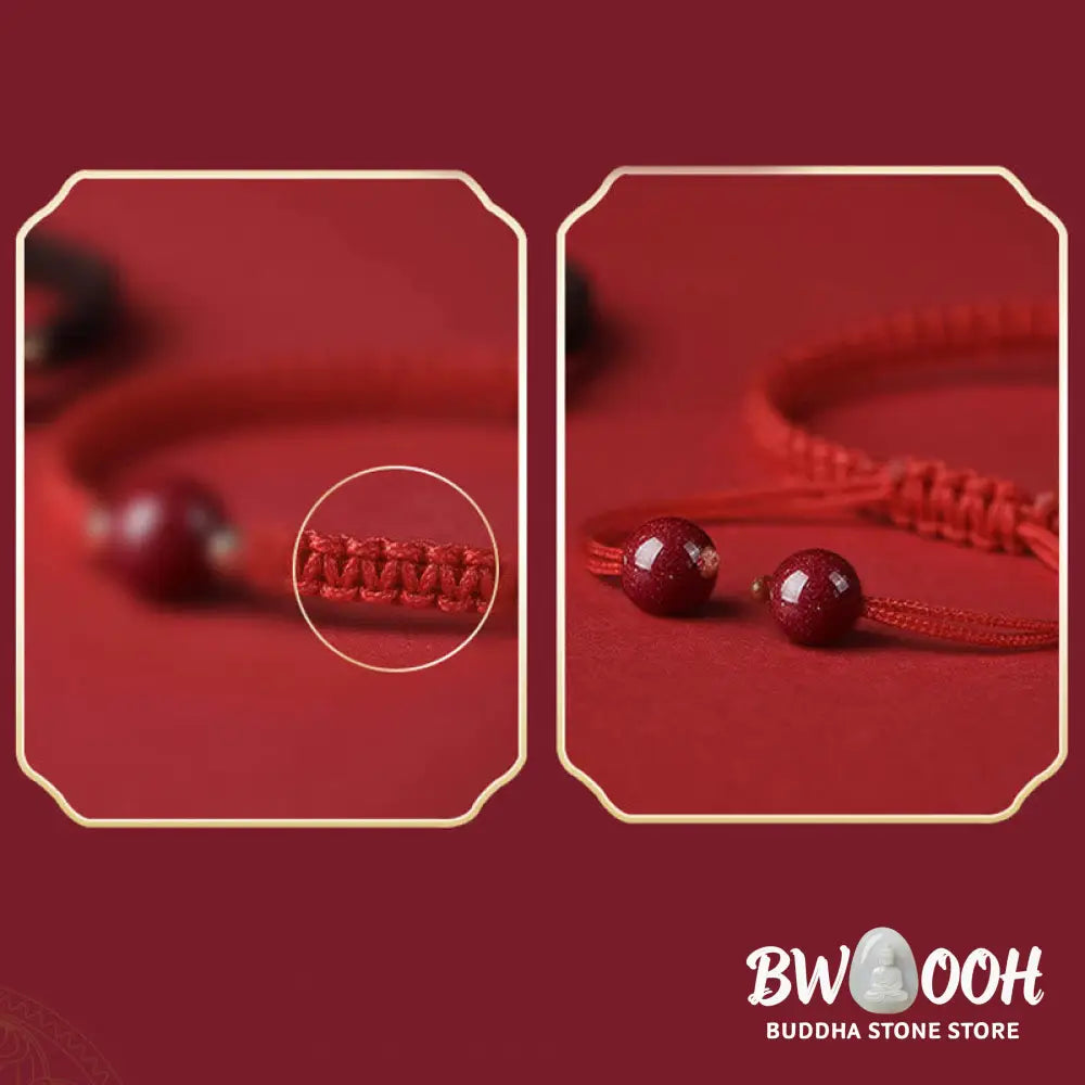 Buddha Stones Lucky Cinnabar Bead Blessing Red String Bracelet - BWOOOH - Bracelet