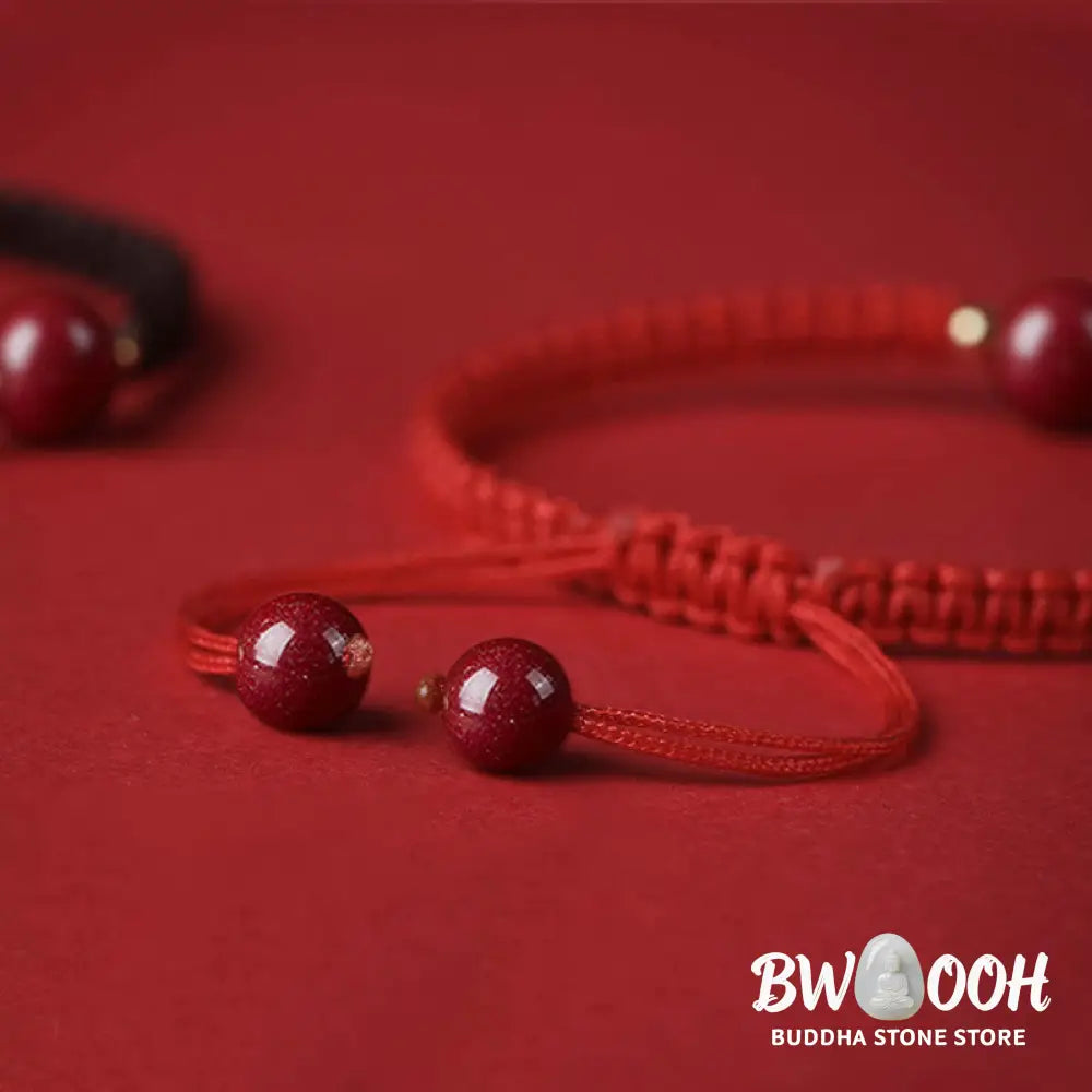 Buddha Stones Lucky Cinnabar Bead Blessing Red String Bracelet - BWOOOH - Bracelet