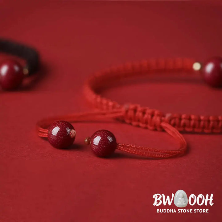 Buddha Stones Lucky Cinnabar Bead Blessing Red String Bracelet - BWOOOH - Bracelet