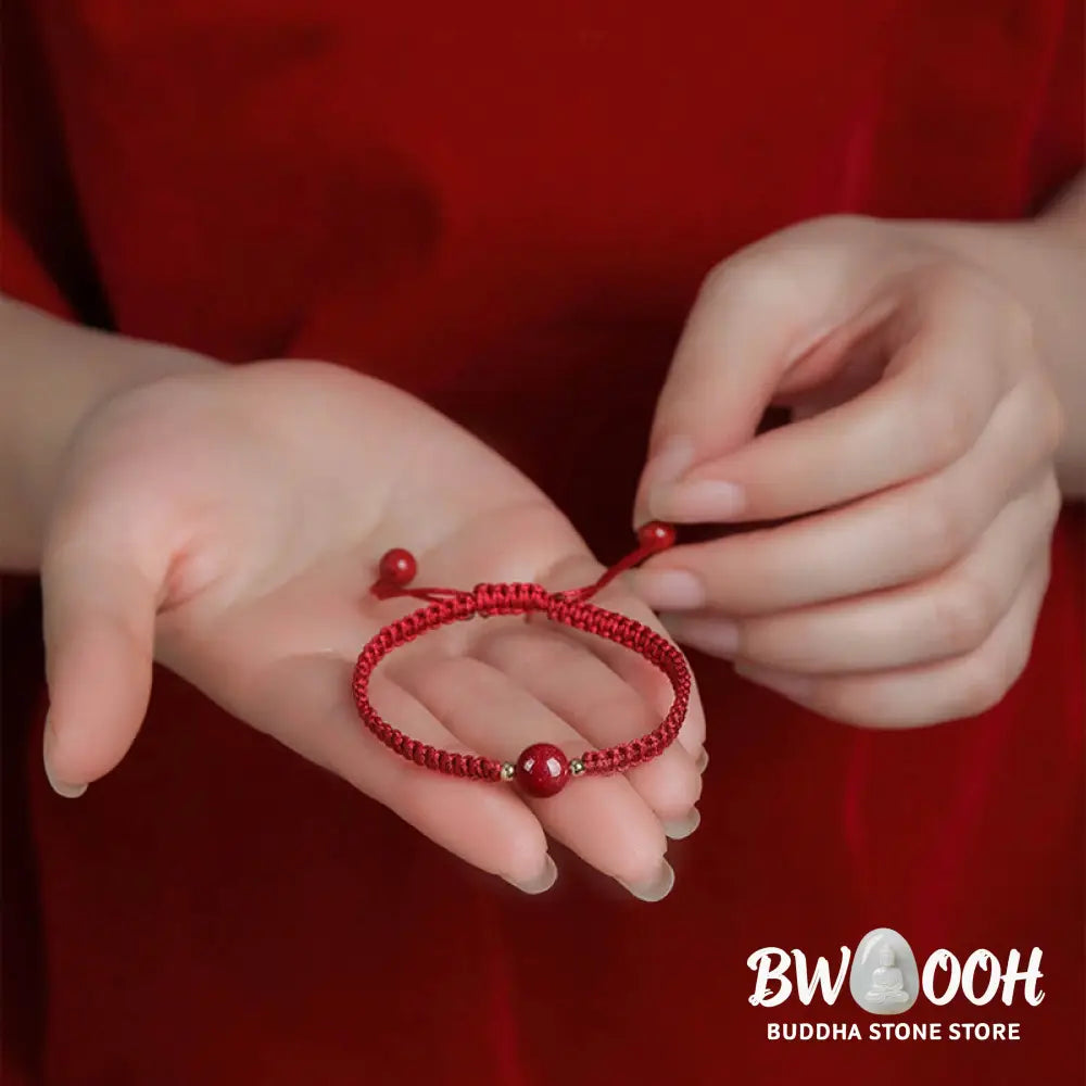 Buddha Stones Lucky Cinnabar Bead Blessing Red String Bracelet - BWOOOH - Bracelet