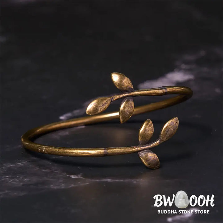 Buddha Stones Lucky Clover Copper Brass Healing Bracelet Bangle - BWOOOH - Copper(Wrist Circumference: 14-17cm)
