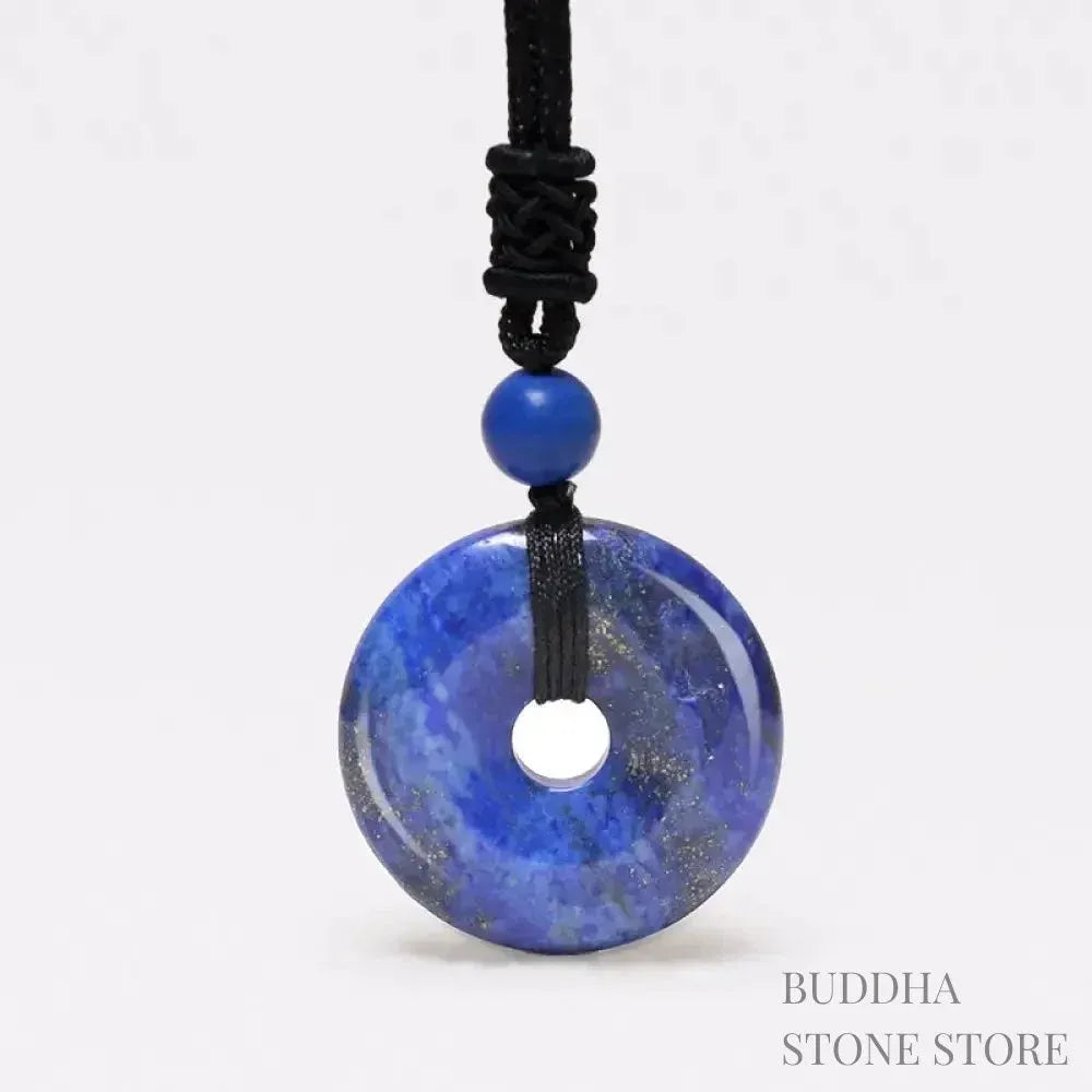 A BWOOOH Lucky Coin Pendant Necklace featuring a round, polished gemstone pendant, approximately 1.18 inches in diameter, suspended on a 26-inch chain, showcasing materials such as Green Aventurine, Pink Crystal, Black Onyx, and Jade, designed for spiritual wellness and good fortune. - View 28