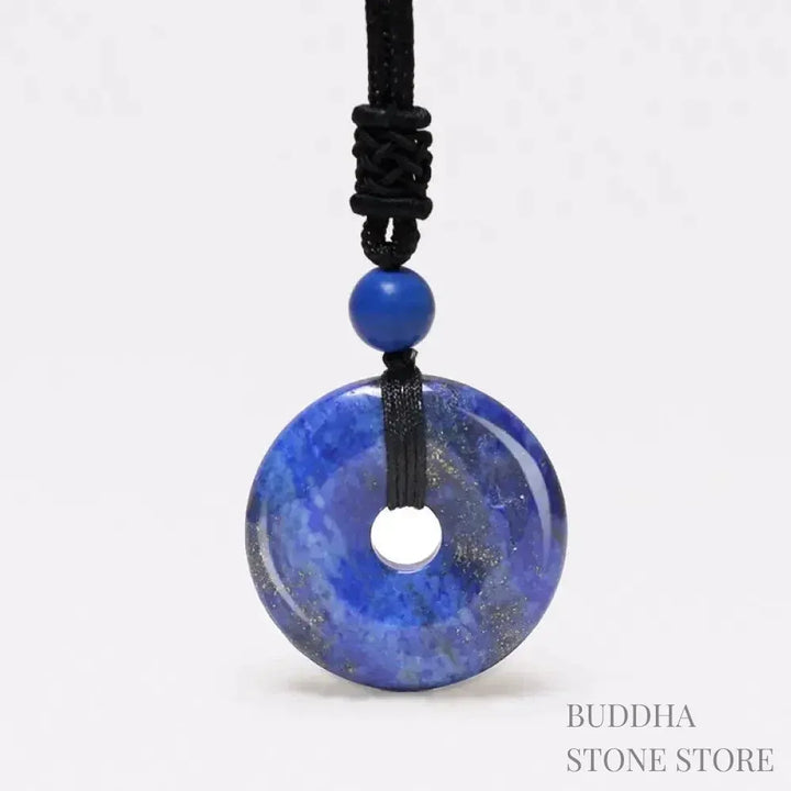 A BWOOOH Lucky Coin Pendant Necklace featuring a round, polished gemstone pendant, approximately 1.18 inches in diameter, suspended on a 26-inch chain, showcasing materials such as Green Aventurine, Pink Crystal, Black Onyx, and Jade, designed for spiritual wellness and good fortune. - View 28