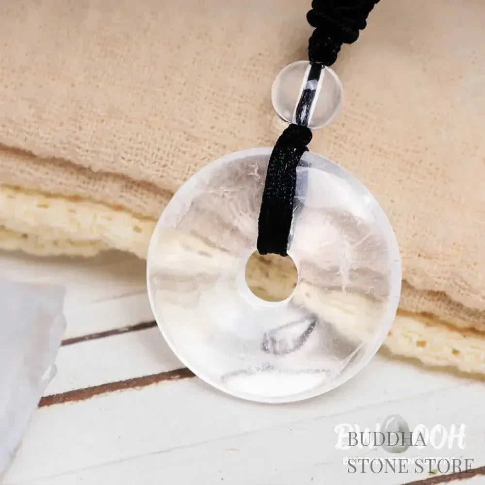 A BWOOOH Lucky Coin Pendant Necklace featuring a round, polished gemstone pendant, approximately 1.18 inches in diameter, suspended on a 26-inch chain, showcasing materials such as Green Aventurine, Pink Crystal, Black Onyx, and Jade, designed for spiritual wellness and good fortune. - View 33