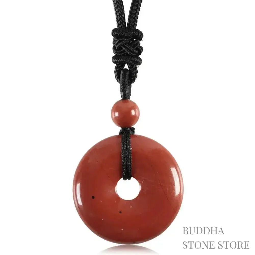 A BWOOOH Lucky Coin Pendant Necklace featuring a round, polished gemstone pendant, approximately 1.18 inches in diameter, suspended on a 26-inch chain, showcasing materials such as Green Aventurine, Pink Crystal, Black Onyx, and Jade, designed for spiritual wellness and good fortune. - View 38