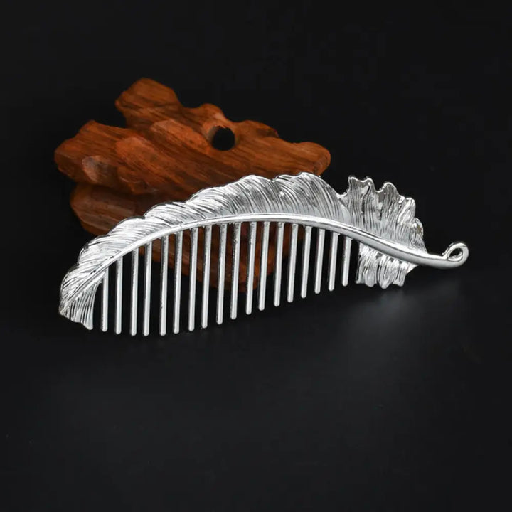 Buddha Stones Lucky Dragon Phoenix Protection Strength Comb - Feather - Comb