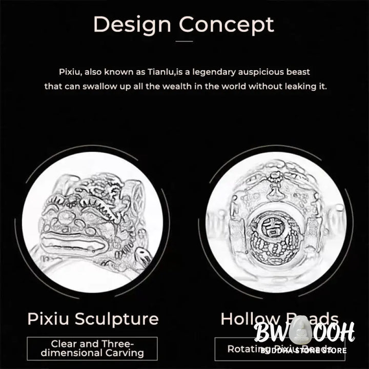 Buddha Stones Lucky FengShui PiXiu Copper Coin Rotatable Ring - US7 (17 mm) - Ring