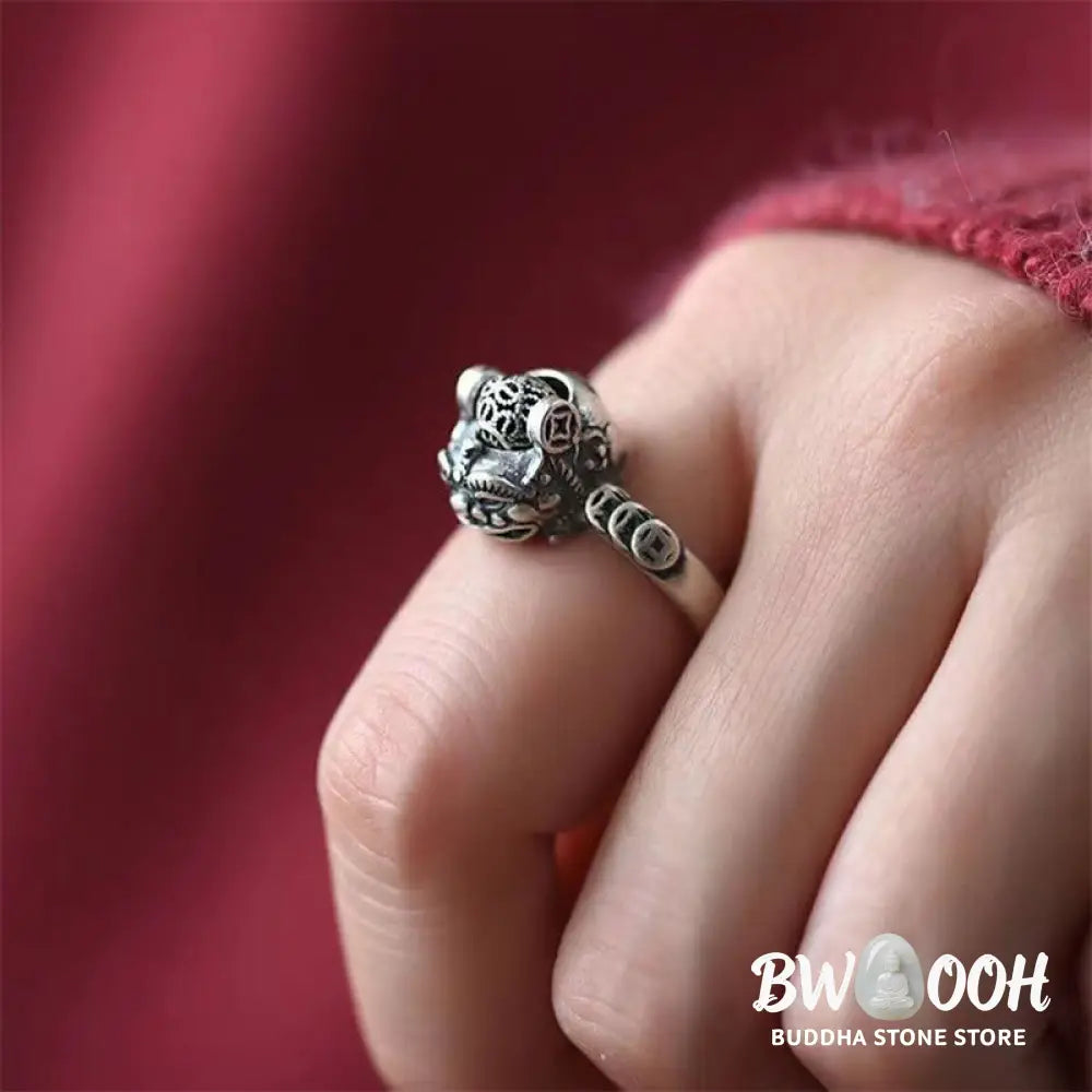 Buddha Stones Lucky FengShui PiXiu Copper Coin Rotatable Ring - US7 (17 mm) - Ring