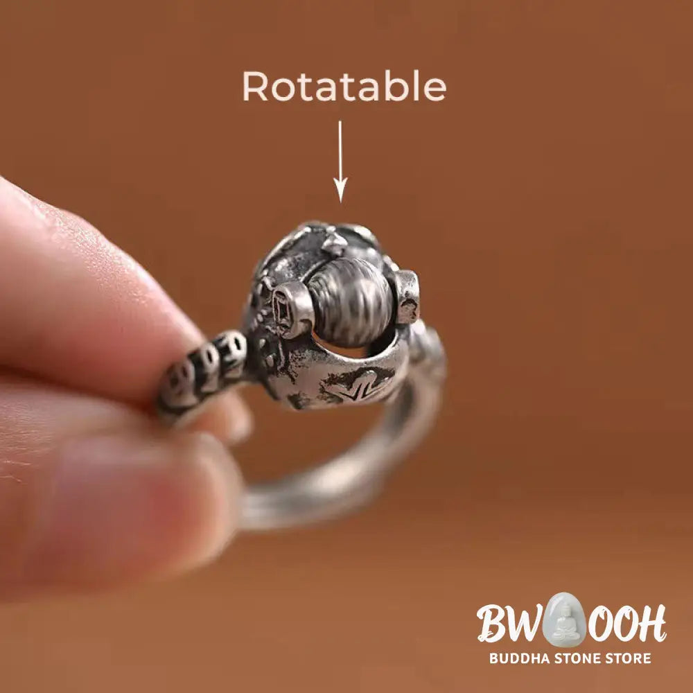 Buddha Stones Lucky FengShui PiXiu Copper Coin Rotatable Ring - US7 (17 mm) - Ring
