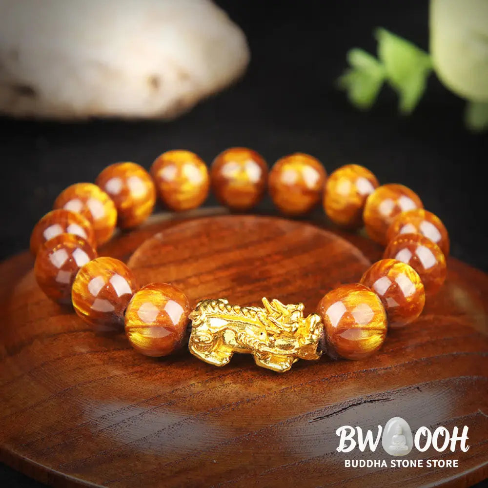 Buddha Stones Lucky Golden Tiger Eye Abundant Pixiu Bracelet - BWOOOH - Bracelet