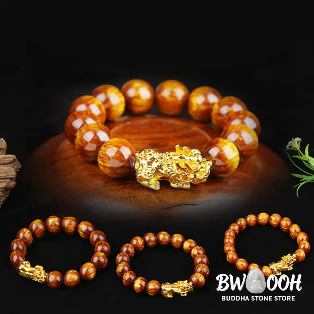 Buddha Stones Lucky Golden Tiger Eye Abundant Pixiu Bracelet - BWOOOH - Bracelet