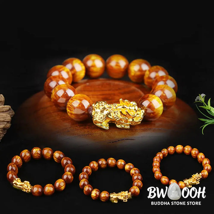 Buddha Stones Lucky Golden Tiger Eye Abundant Pixiu Bracelet - BWOOOH - Bracelet