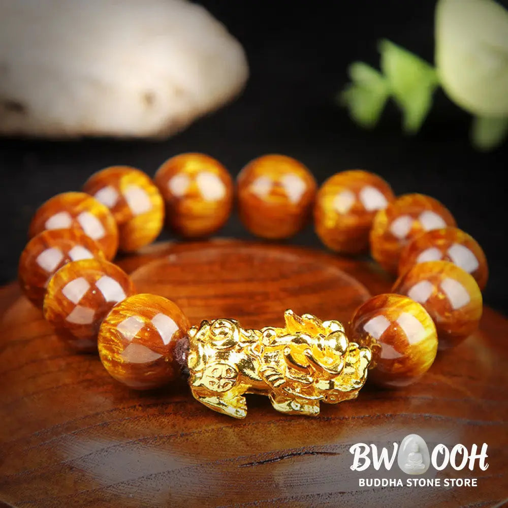 Buddha Stones Lucky Golden Tiger Eye Abundant Pixiu Bracelet - BWOOOH - Bracelet