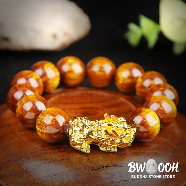 Buddha Stones Lucky Golden Tiger Eye Abundant Pixiu Bracelet - BWOOOH - Bracelet