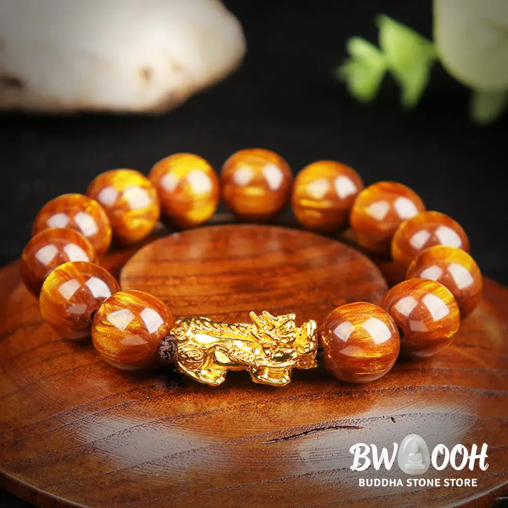 Buddha Stones Lucky Golden Tiger Eye Abundant Pixiu Bracelet - BWOOOH - Bracelet