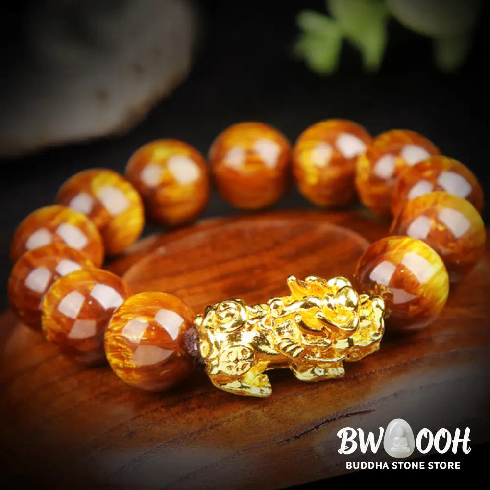 Buddha Stones Lucky Golden Tiger Eye Abundant Pixiu Bracelet - BWOOOH - Bracelet
