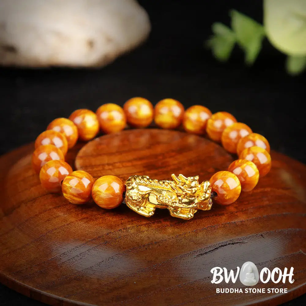 Buddha Stones Lucky Golden Tiger Eye Abundant Pixiu Bracelet - BWOOOH - Bracelet