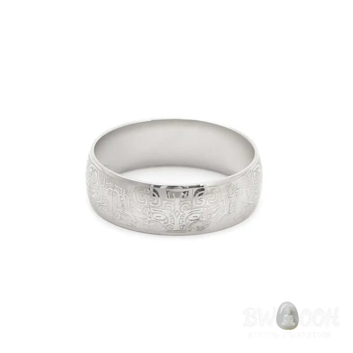 Buddha Stones Lucky Mythological Creature Taotie Wealth Titanium Steel Ring - BWOOOH - Ring