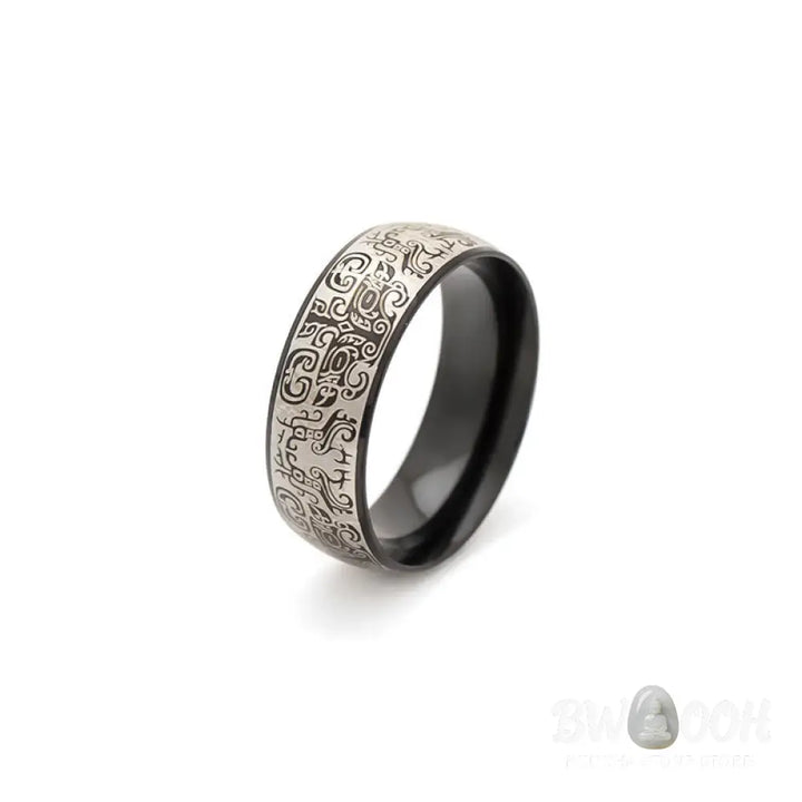 Buddha Stones Lucky Mythological Creature Taotie Wealth Titanium Steel Ring - BWOOOH - Ring