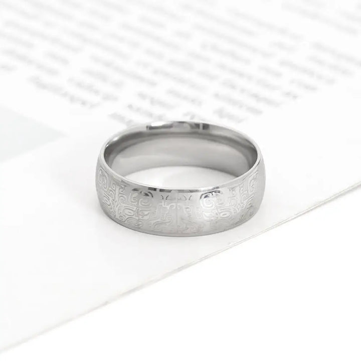 Buddha Stones Lucky Mythological Creature Taotie Wealth Titanium Steel Ring - BWOOOH - Silver / US7 - Ring