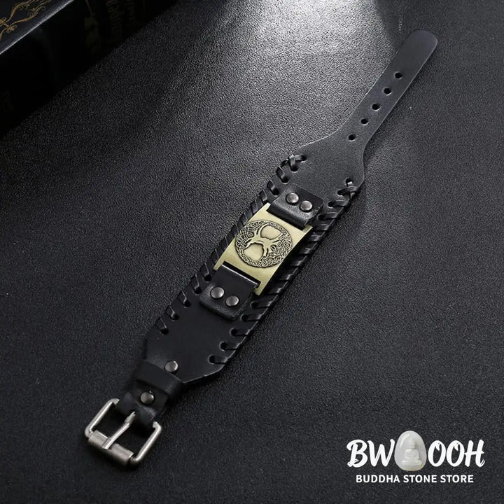 Buddha Stones Lucky Tree Of Life Balance Leather Bracelet - BWOOOH - Bracelet