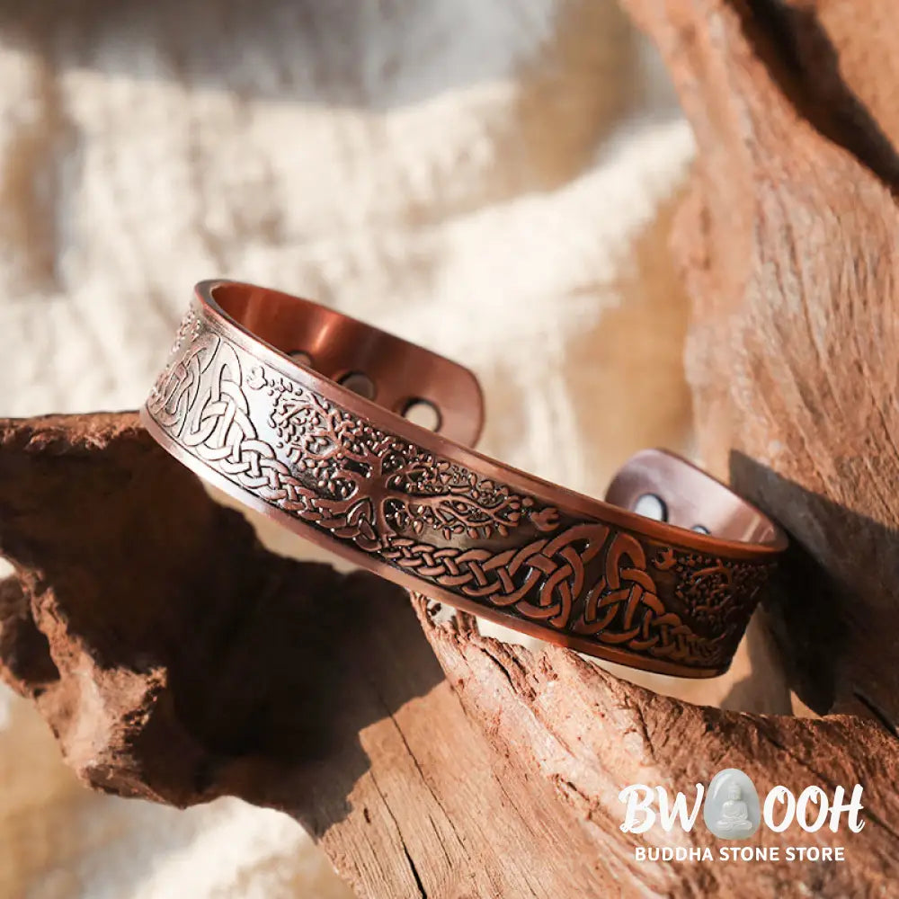 Buddha Stones Lucky Tree Of Life Balance Magnetic Adjustable Cuff Bracelet Bangle - The Tree of Life (Creation ♥ Unity)