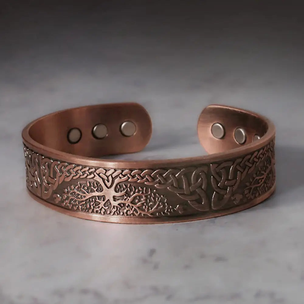 Buddha Stones Lucky Tree Of Life Balance Magnetic Adjustable Cuff Bracelet Bangle - The Tree of Life (Creation ♥ Unity)