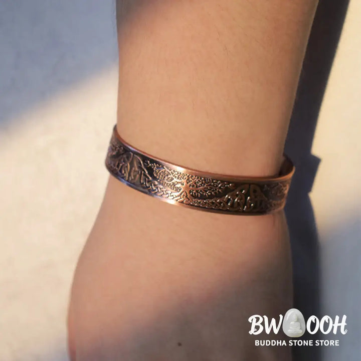Buddha Stones Lucky Tree Of Life Balance Magnetic Adjustable Cuff Bracelet Bangle - The Tree of Life (Creation ♥ Unity)