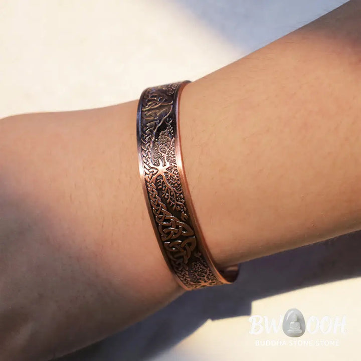 Buddha Stones Lucky Tree Of Life Balance Magnetic Adjustable Cuff Bracelet Bangle - The Tree of Life (Creation ♥ Unity)