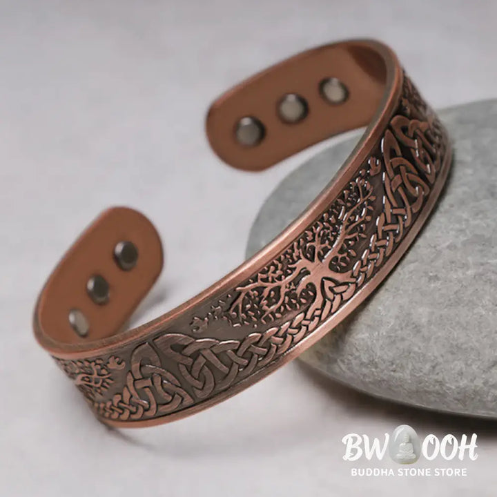 Buddha Stones Lucky Tree Of Life Balance Magnetic Adjustable Cuff Bracelet Bangle - The Tree of Life (Creation ♥ Unity)