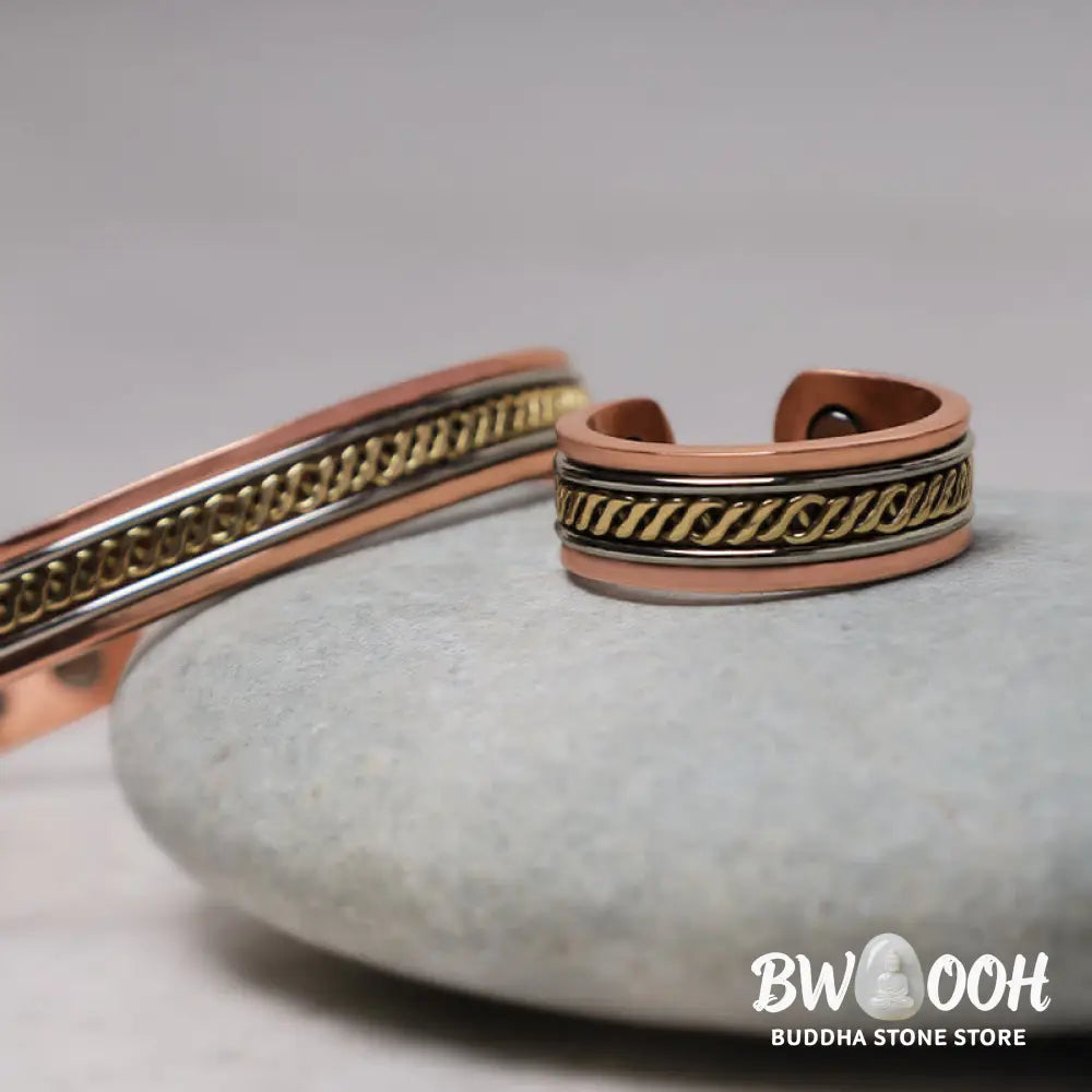Buddha Stones Magnetic Copper Balance Adjustable Cuff Bracelet Bangle Ring - BWOOOH - Bracelet Bangle
