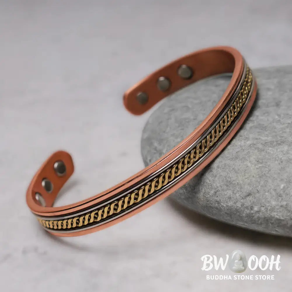 Buddha Stones Magnetic Copper Balance Adjustable Cuff Bracelet Bangle Ring - BWOOOH - Bracelet Bangle