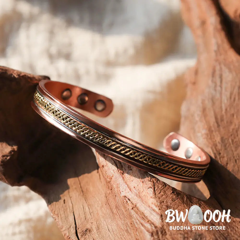 Buddha Stones Magnetic Copper Balance Adjustable Cuff Bracelet Bangle Ring - BWOOOH - Bracelet Bangle