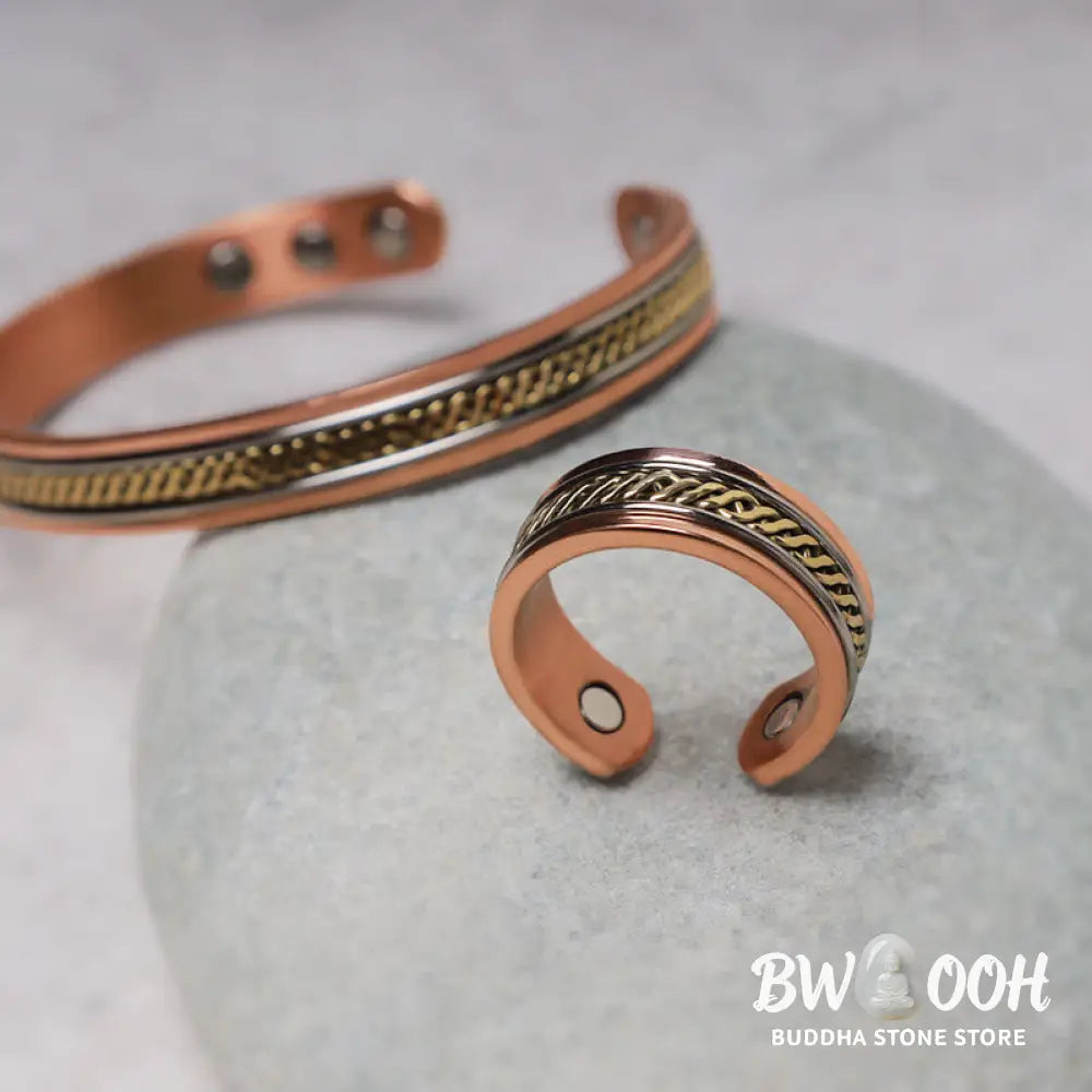 Buddha Stones Magnetic Copper Balance Adjustable Cuff Bracelet Bangle Ring - BWOOOH - Bracelet Bangle