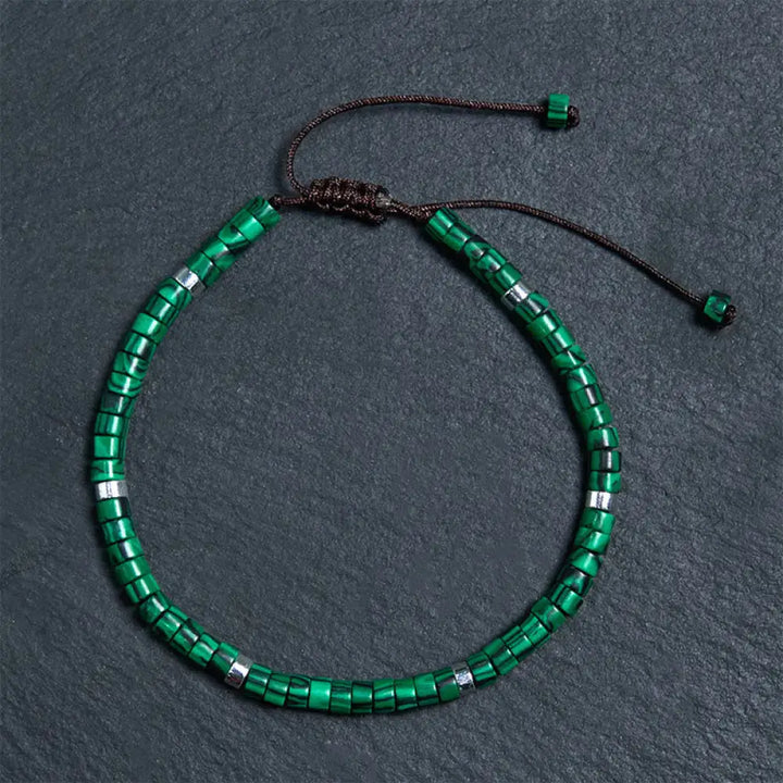 BWOOOH Malachite Anti-Anxiety Spacer Bead Bracelet — Malachite crystal healing bracelet for spiritual healing and mindful ...