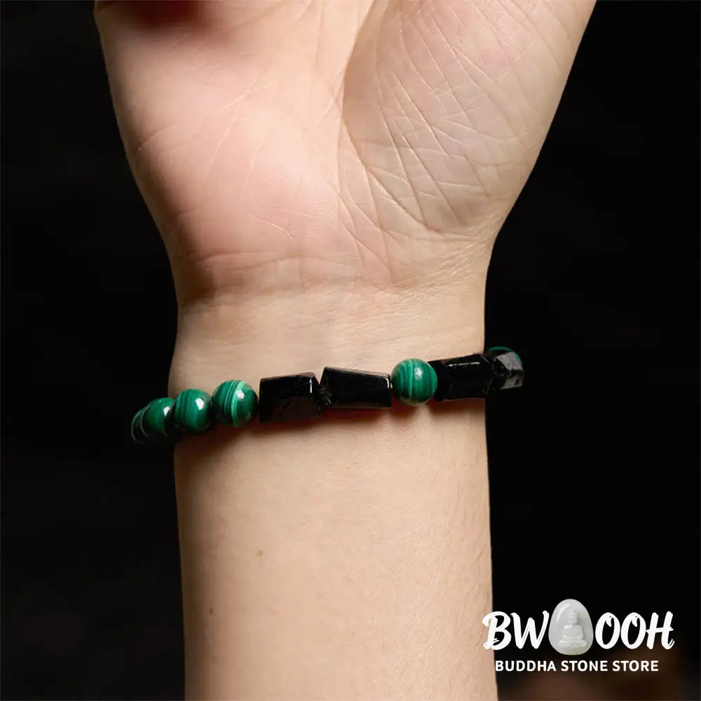 Buddha Stones Malachite Black Tourmaline Purity Bracelet - BWOOOH - Malachite Black Tourmaline(Wrist Circumference: