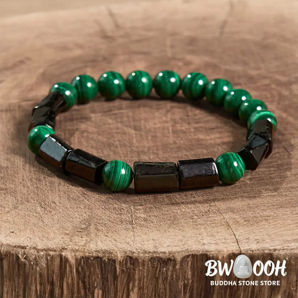 Buddha Stones Malachite Black Tourmaline Purity Bracelet - BWOOOH - Malachite Black Tourmaline(Wrist Circumference: