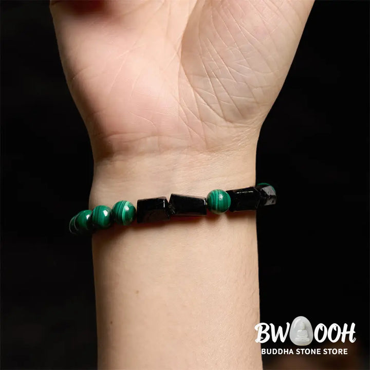 Buddha Stones Malachite Black Tourmaline Purity Bracelet - BWOOOH - Malachite Black Tourmaline(Wrist Circumference: