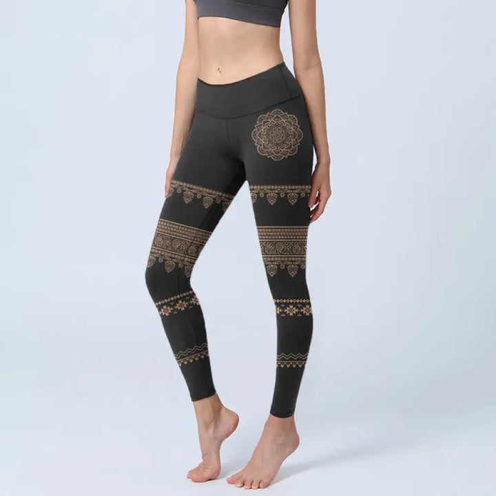 BWOOOH mandala print yoga leggings - Mandala Floral Leaf Pattern Gym Leggings