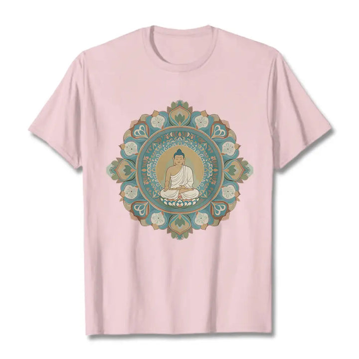 Buddha Stones Mandala Flower Buddha Tee T-shirt - LightPink / S - T-Shirts