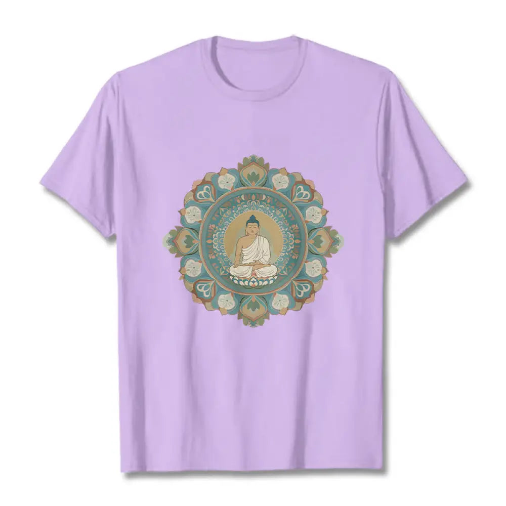 Buddha Stones Mandala Flower Buddha Tee T-shirt - Plum / S - T-Shirts
