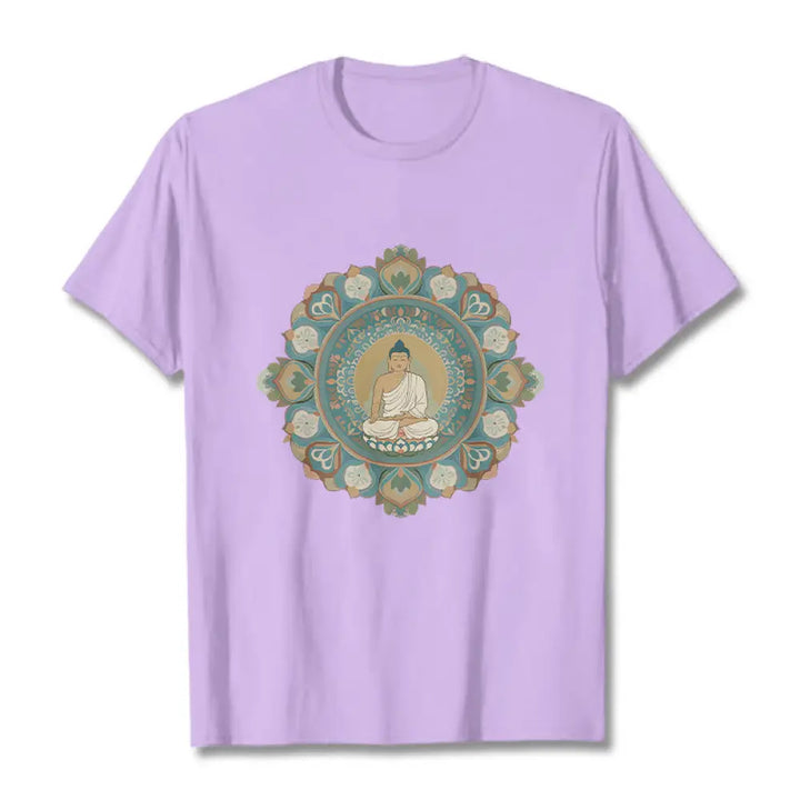 Buddha Stones Mandala Flower Buddha Tee T-shirt - Plum / S - T-Shirts
