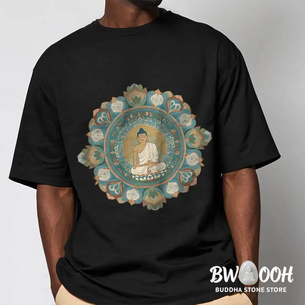 Buddha Stones Mandala Flower Buddha Tee T-shirt - T-Shirts