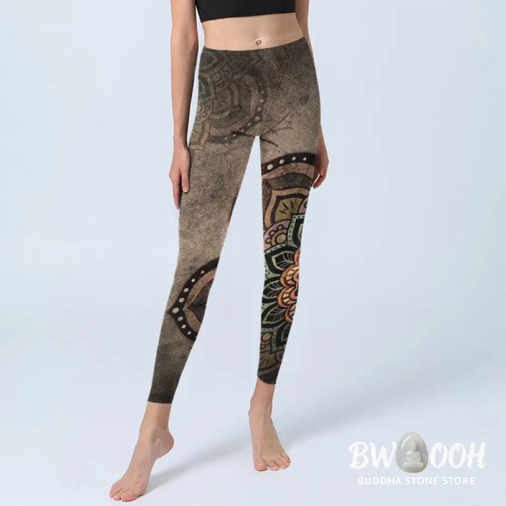 BWOOOH mandala print yoga leggings - Mandala Print Design Gym Leggings Women&