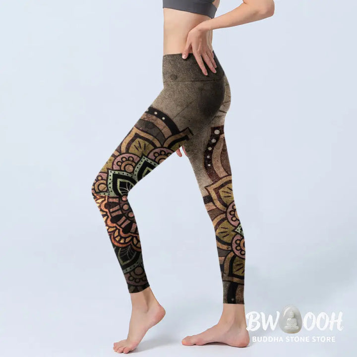 BWOOOH mandala print yoga leggings - Mandala Print Design Gym Leggings Women&