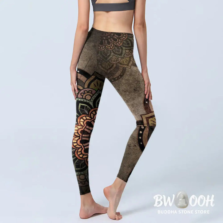BWOOOH mandala print yoga leggings - Mandala Print Design Gym Leggings Women&