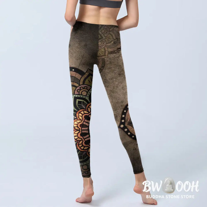 BWOOOH mandala print yoga leggings - Mandala Print Design Gym Leggings Women&